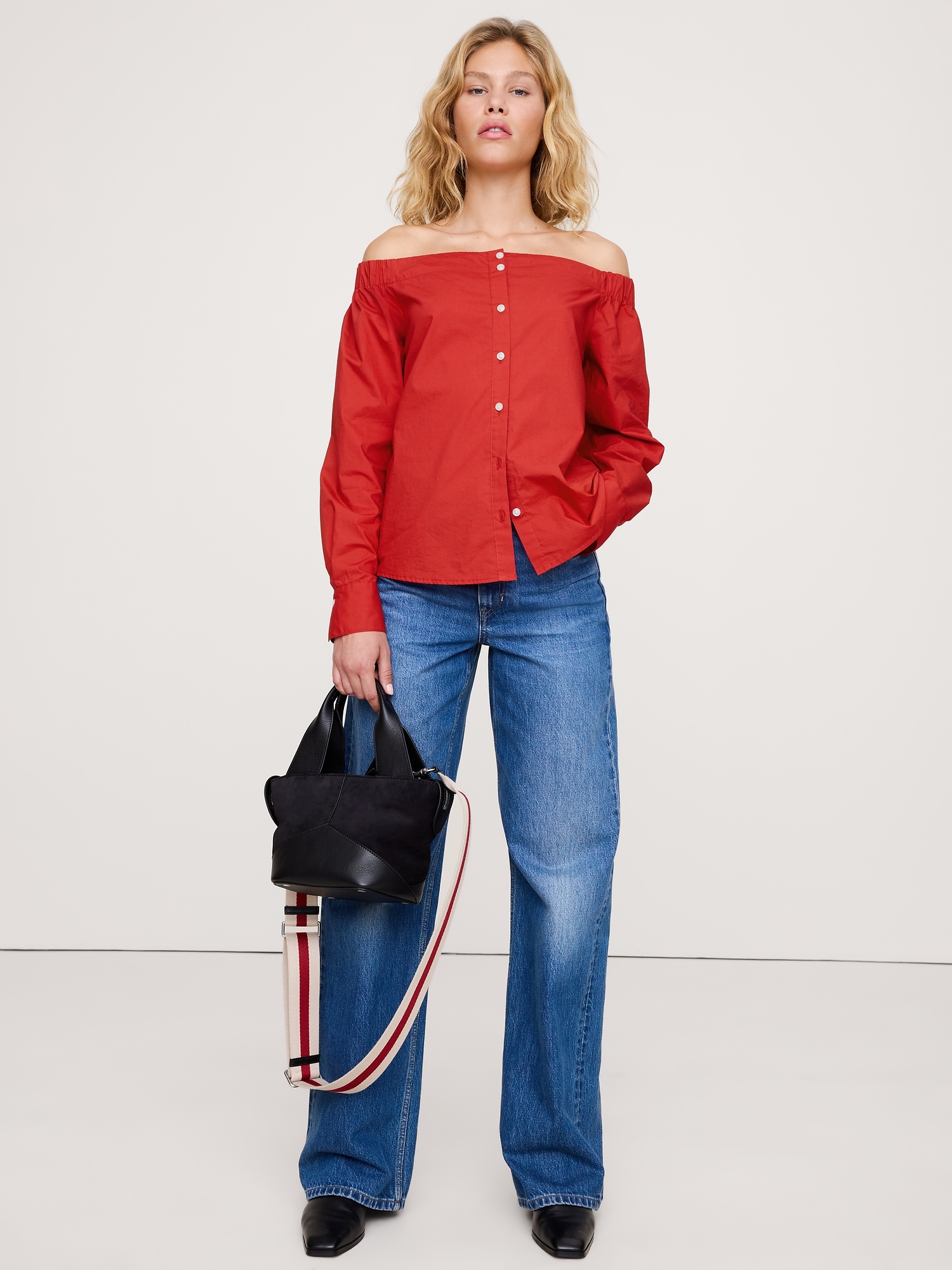 Image number 1 showing, Cotton Poplin Off The Shoulder Top