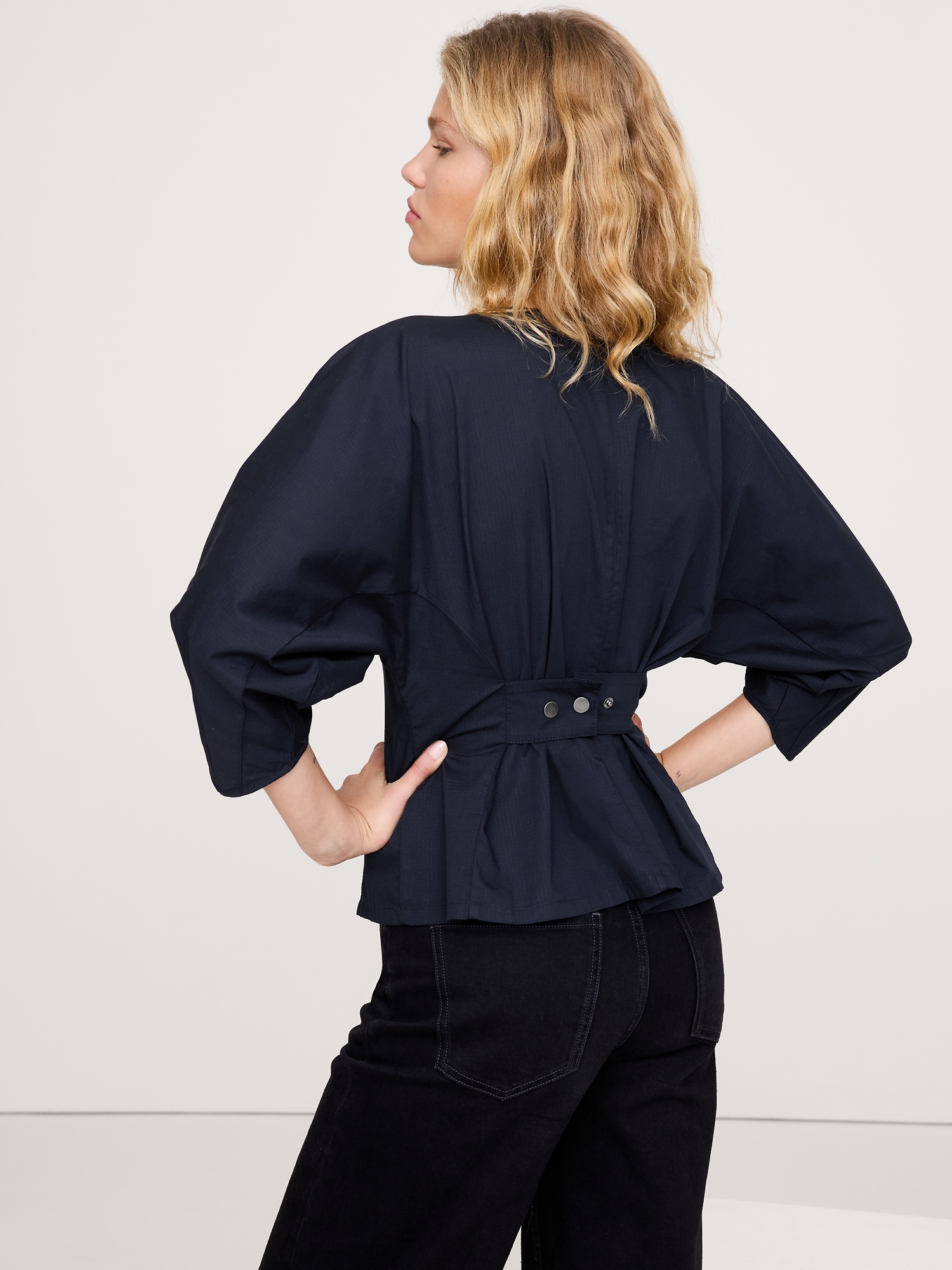Image number 3 showing, Stretch-Cotton Utility Peplum Top