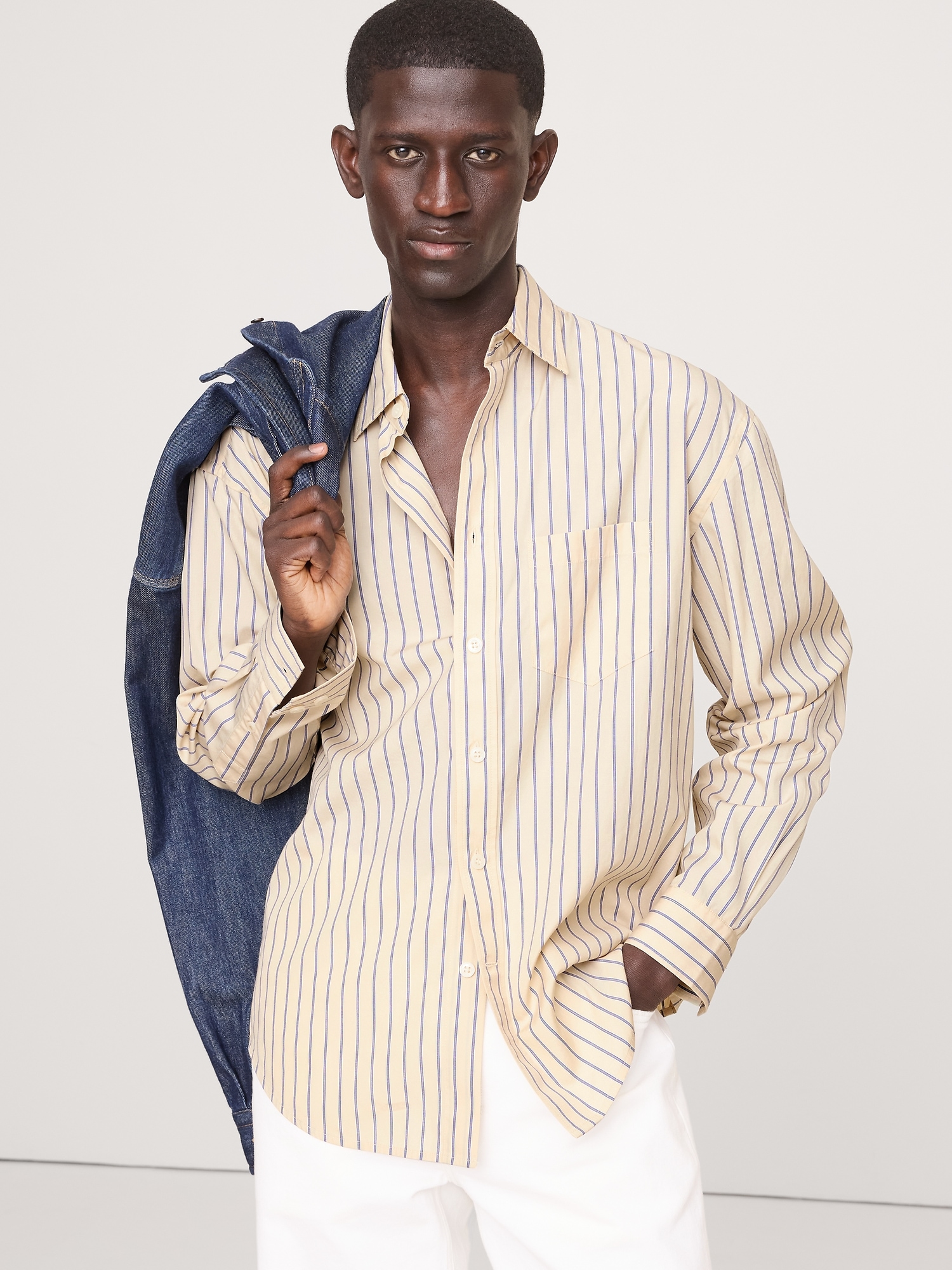 Image number 1 showing, RELAXED-FIT WASHED COTTON POPLIN SHIRT