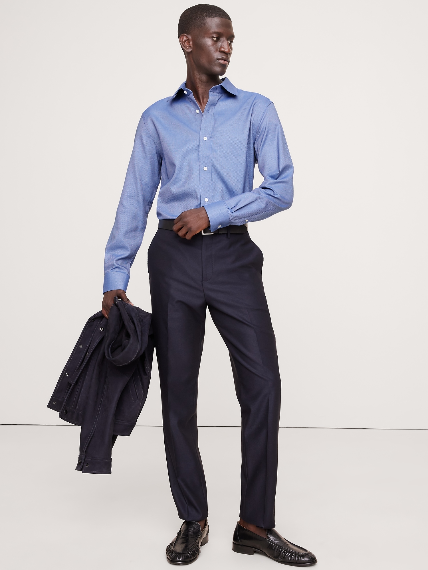 Standard-Fit Wrinkle-Resistant Dress Shirt - Light Blue Dobby