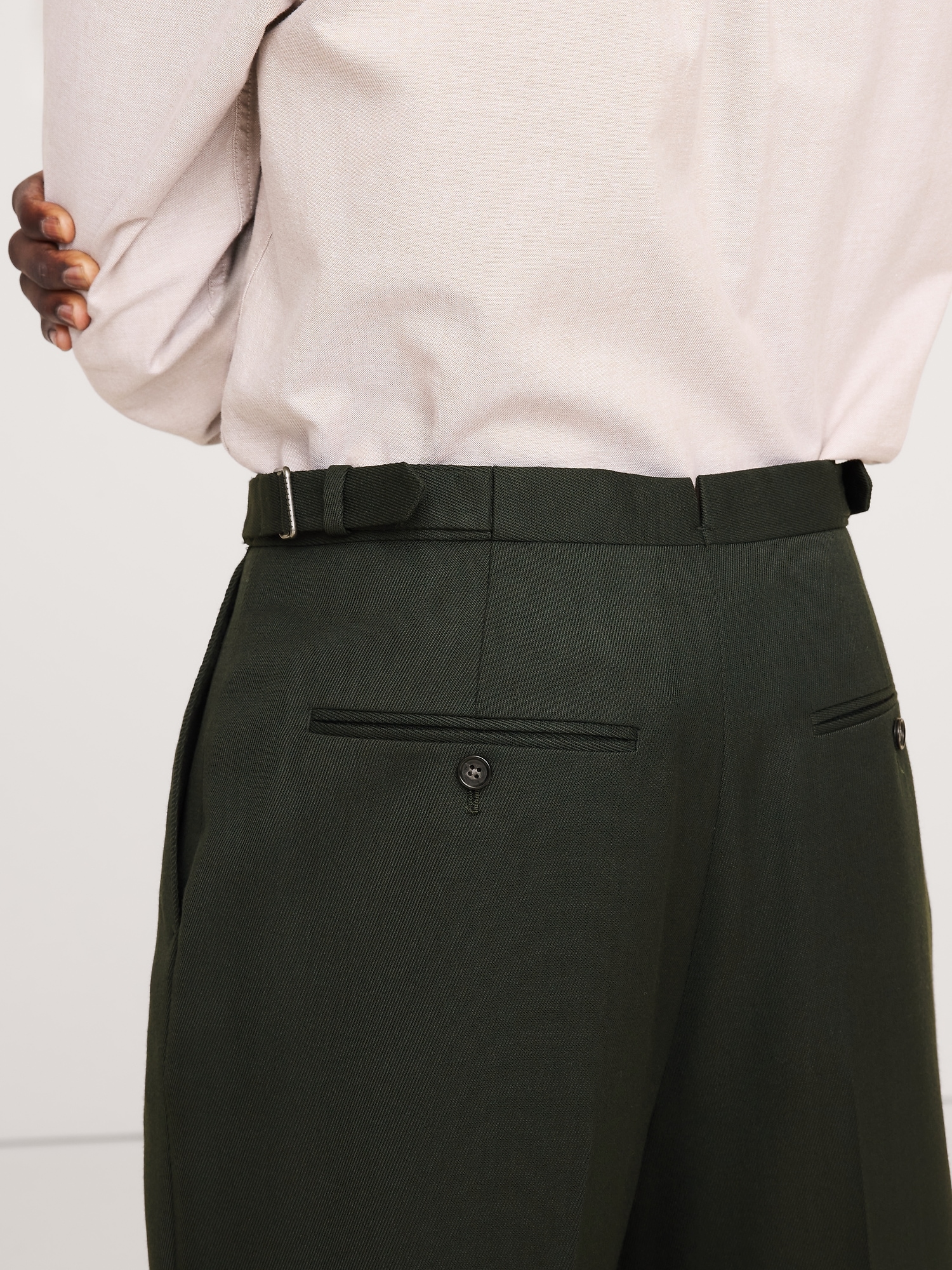 Image number 4 showing, Straight Green Twill Suit Pant