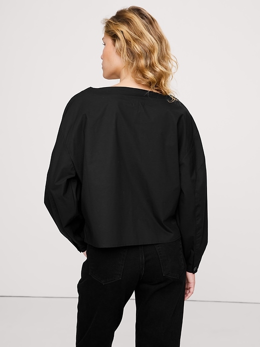 Cotton Poplin Volume-Sleeve Top