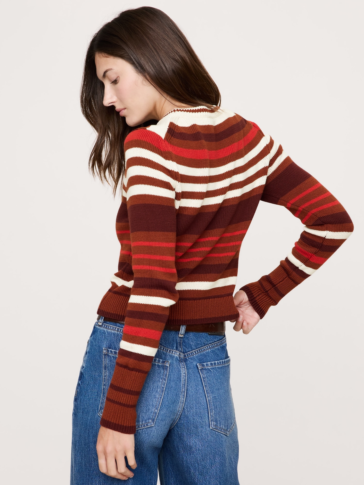 Image number 3 showing, Shrunken Cotton-Silk Crew-Neck Sweater
