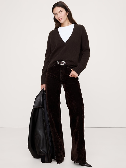 Oversized Merino-Cotton High-Low Funnel-Neck Sweater