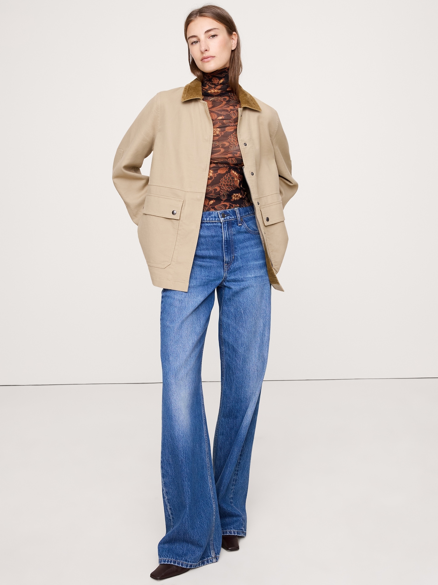 Image number 1 showing, Canvas Chore Coat with Corduroy Collar