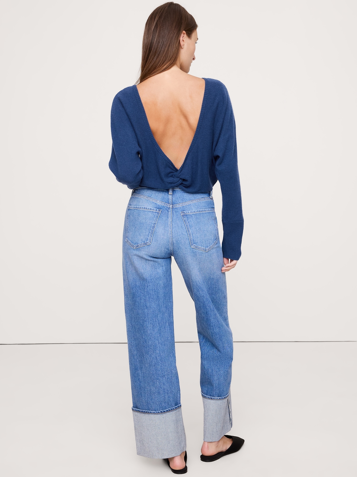 Image number 1 showing, LIGHTWEIGHT CASHMERE TWIST-BACK SWEATER