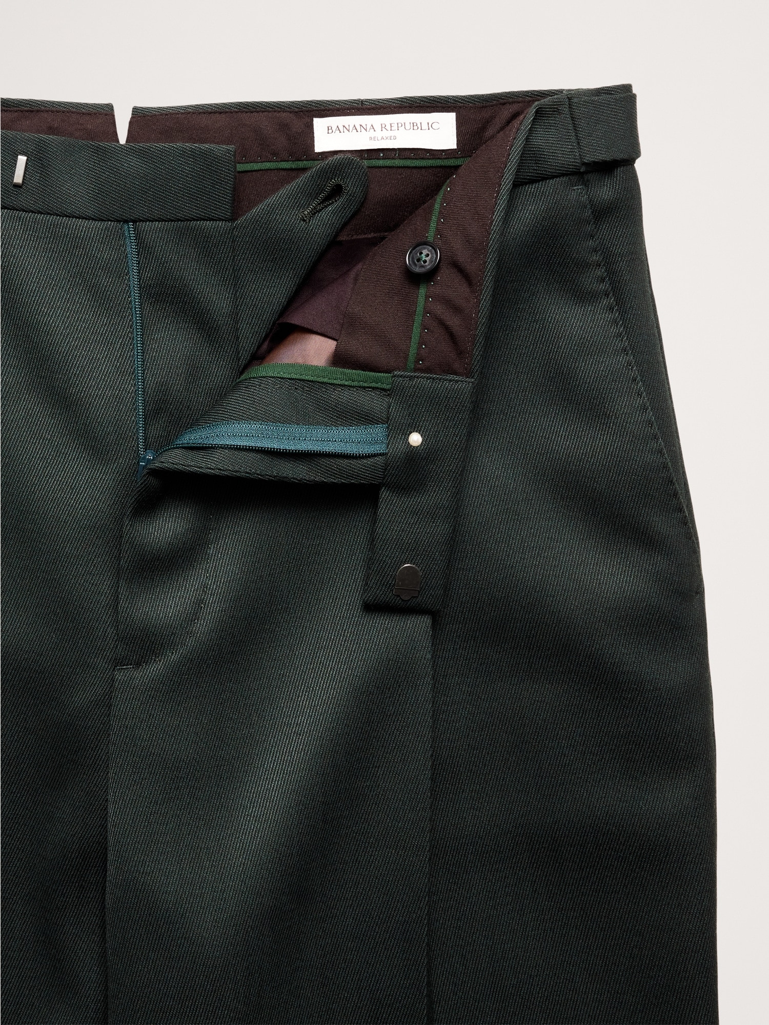 Image number 7 showing, Straight Green Twill Suit Pant