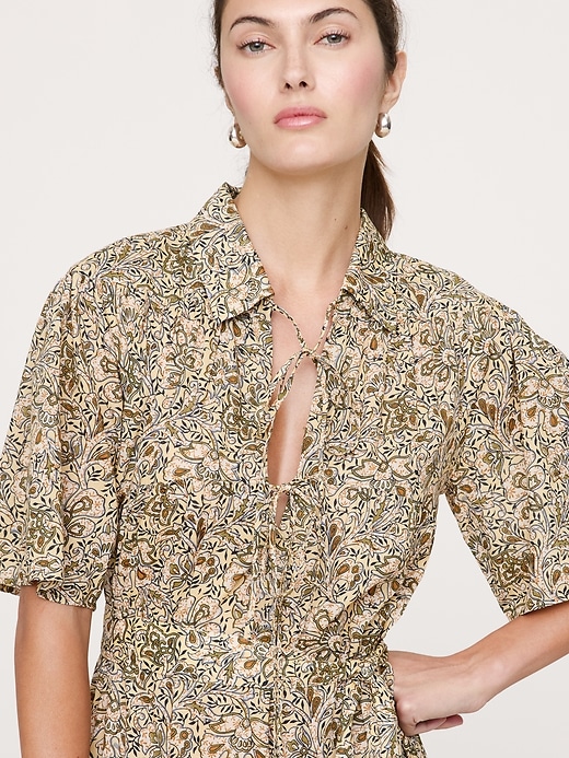 Image number 3 showing, Cotton Tie-Front Shirt Dress