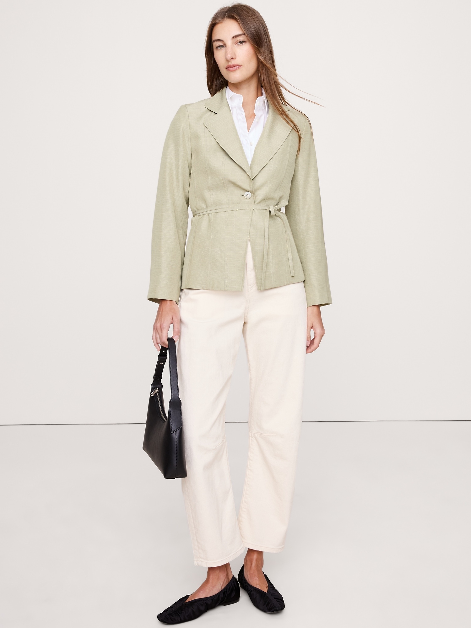 Image number 1 showing, Seamed Belted Blazer