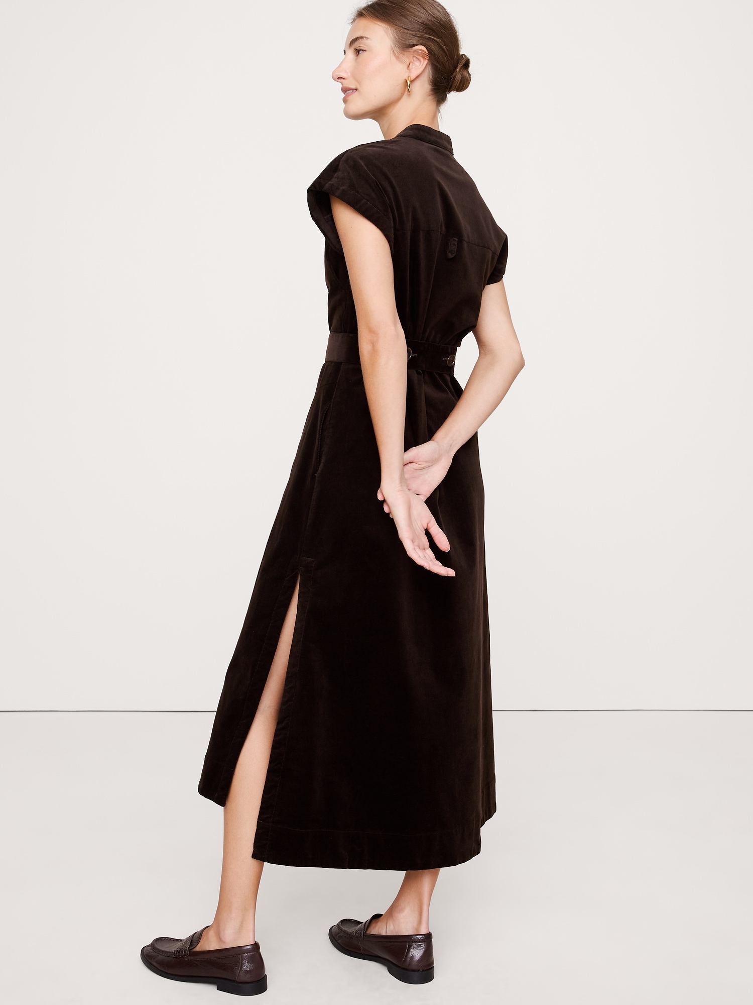 Image number 3 showing, CORDUROY MIDI SHIRT DRESS