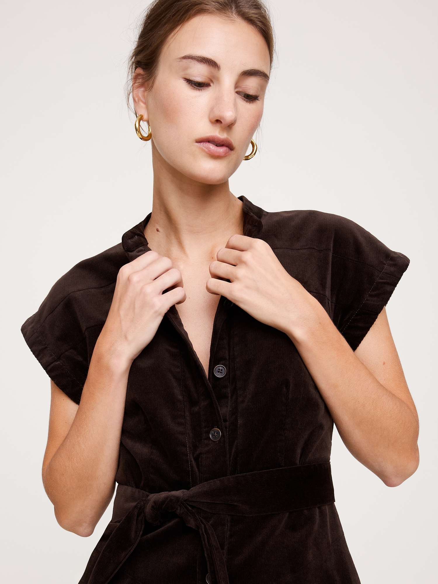 Image number 4 showing, CORDUROY MIDI SHIRT DRESS