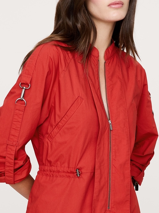 Cotton Poplin Zip Utility Cropped Jumpsuit