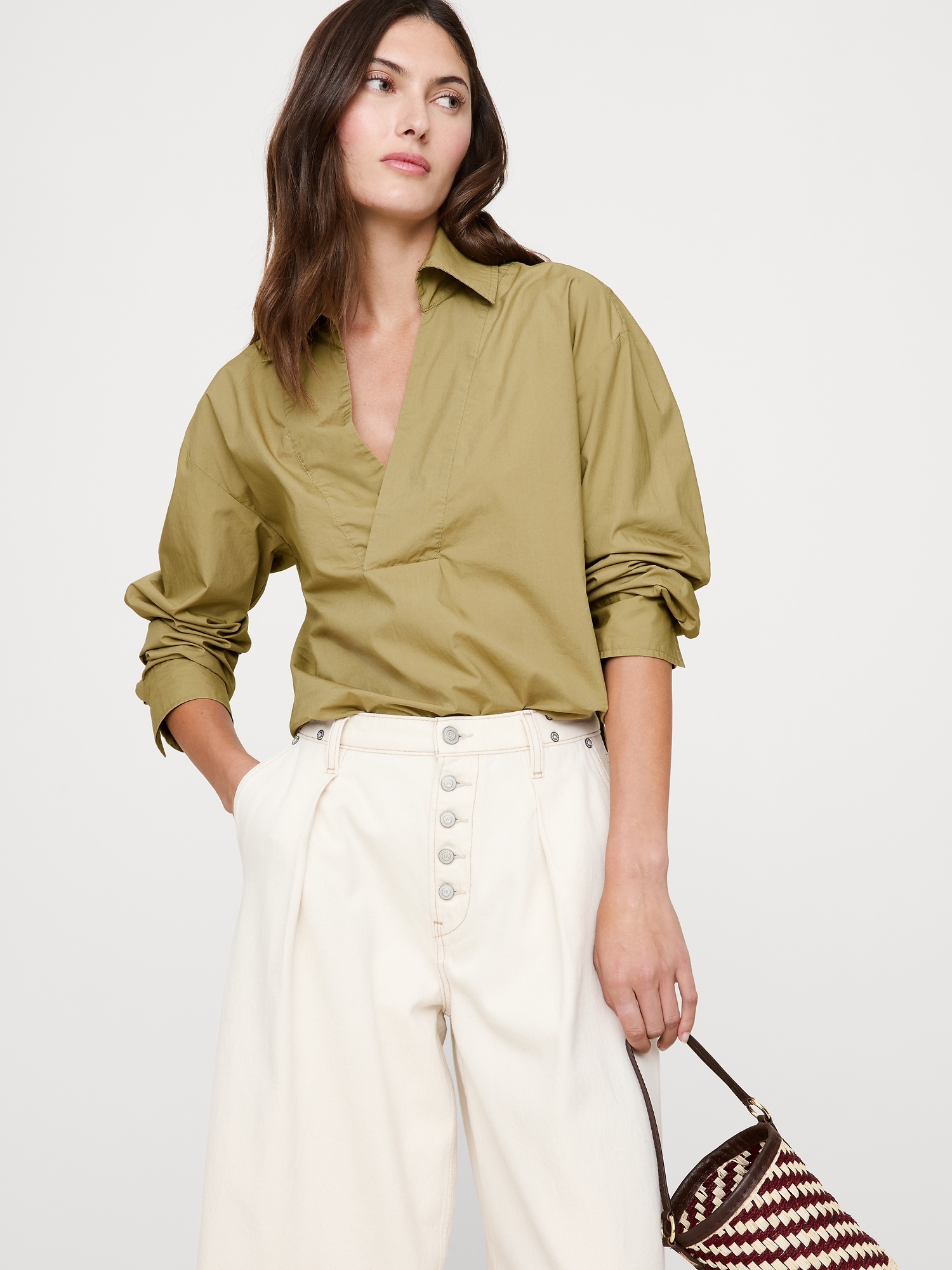 Image number 1 showing, Oversized Long-Sleeve Popover Tunic