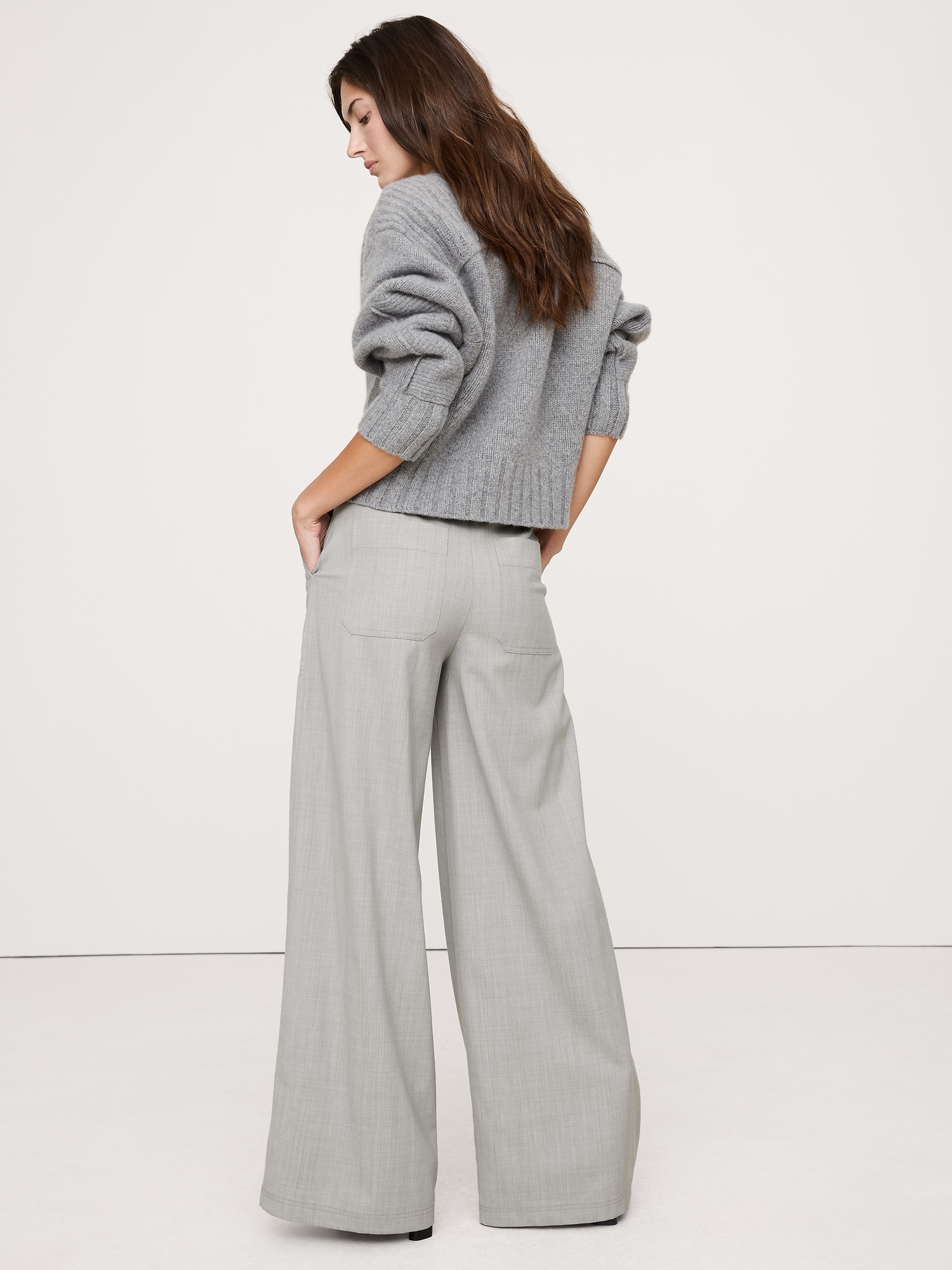Image number 3 showing, High-Rise Wide-Leg Italian Wool Pant