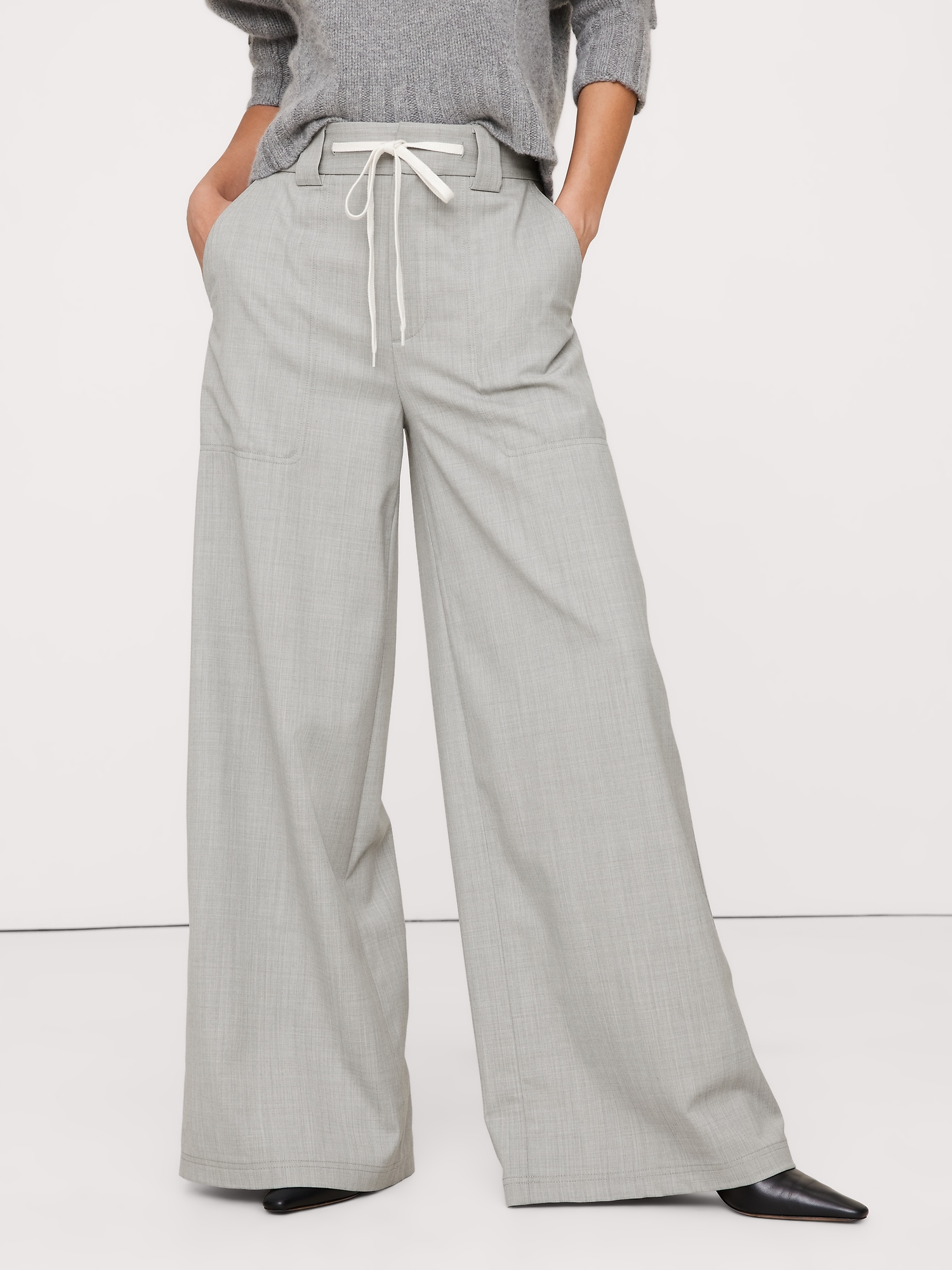 Image number 4 showing, High-Rise Wide-Leg Italian Wool Pant