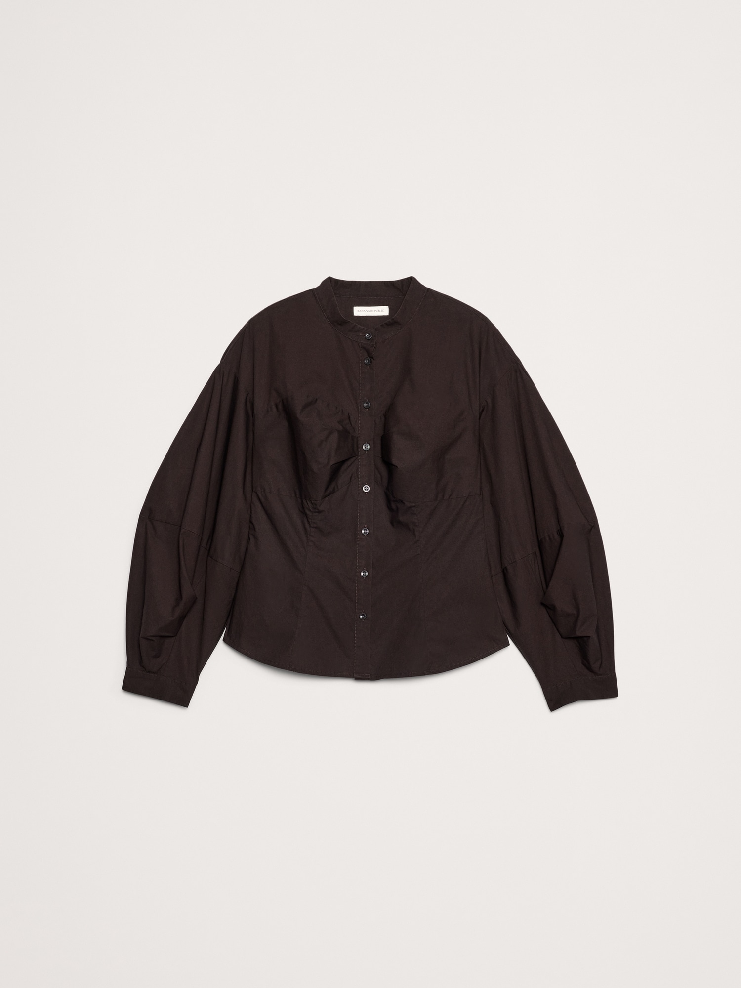 Image number 7 showing, COTTON POPLIN BALLOON-SLEEVE SHIRT