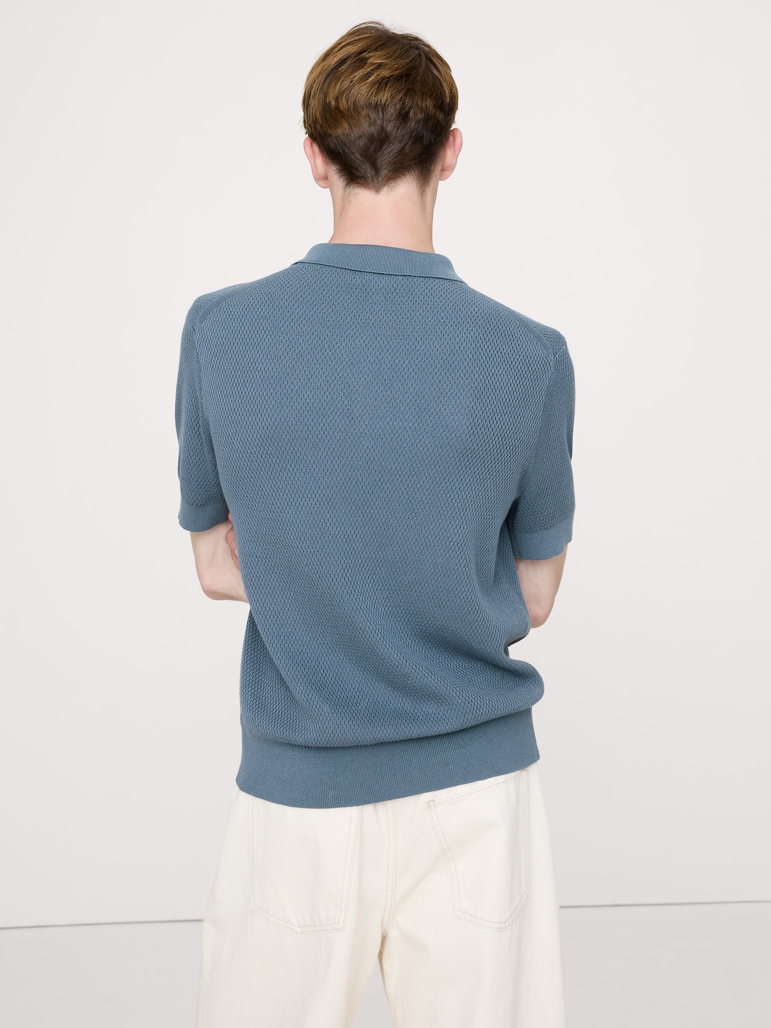 Image number 2 showing, COTTON MESH SWEATER POLO