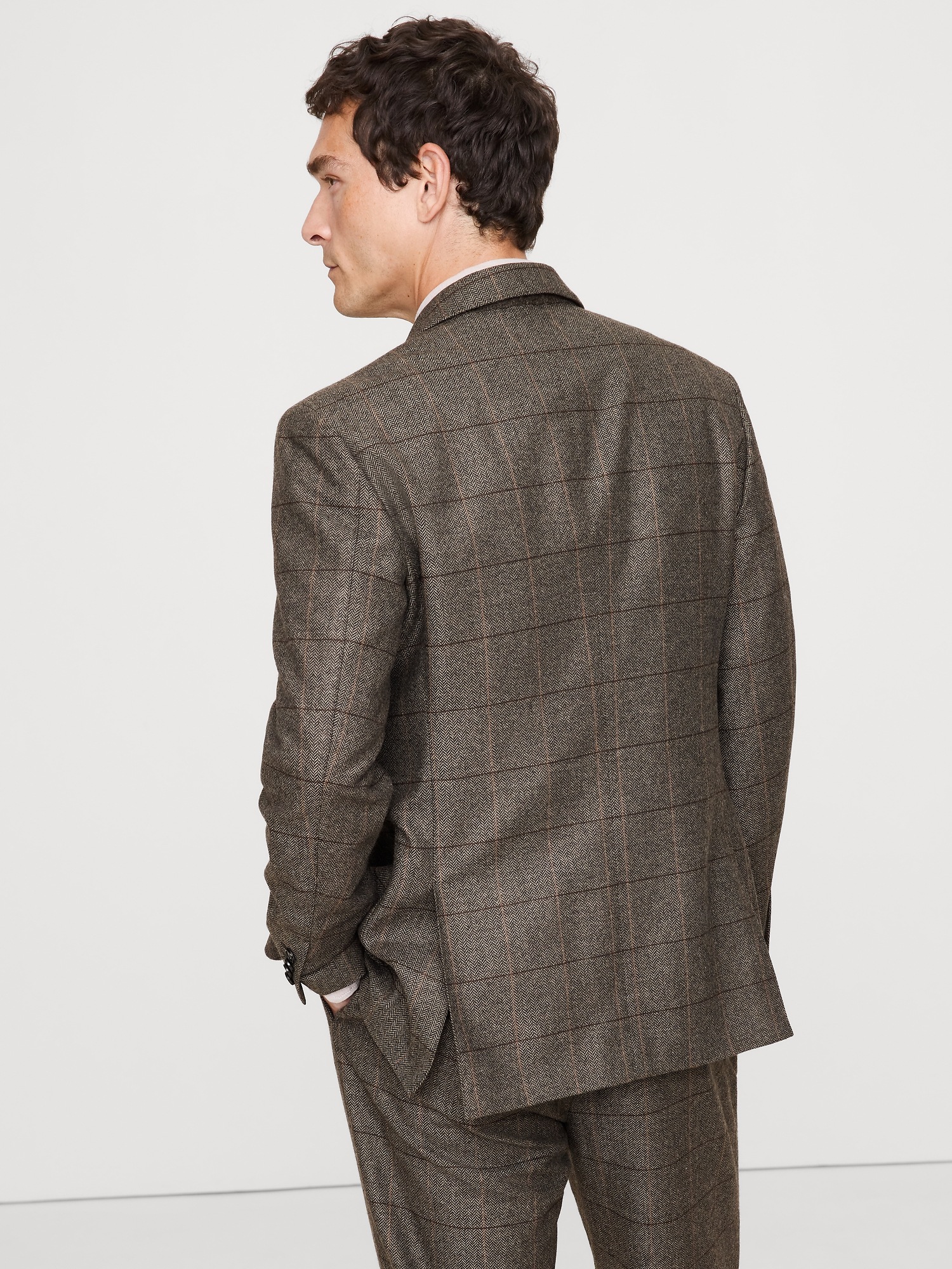 Мужской пиджак Banana Republic Italian Windowpane Suit, цвет: Коричневый комбинированный — фото 2