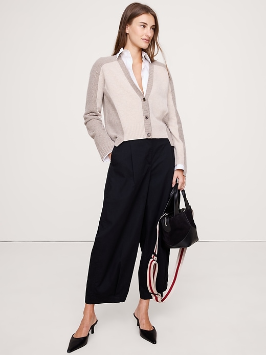 Oversized Merino-Cotton High-Low Cardigan