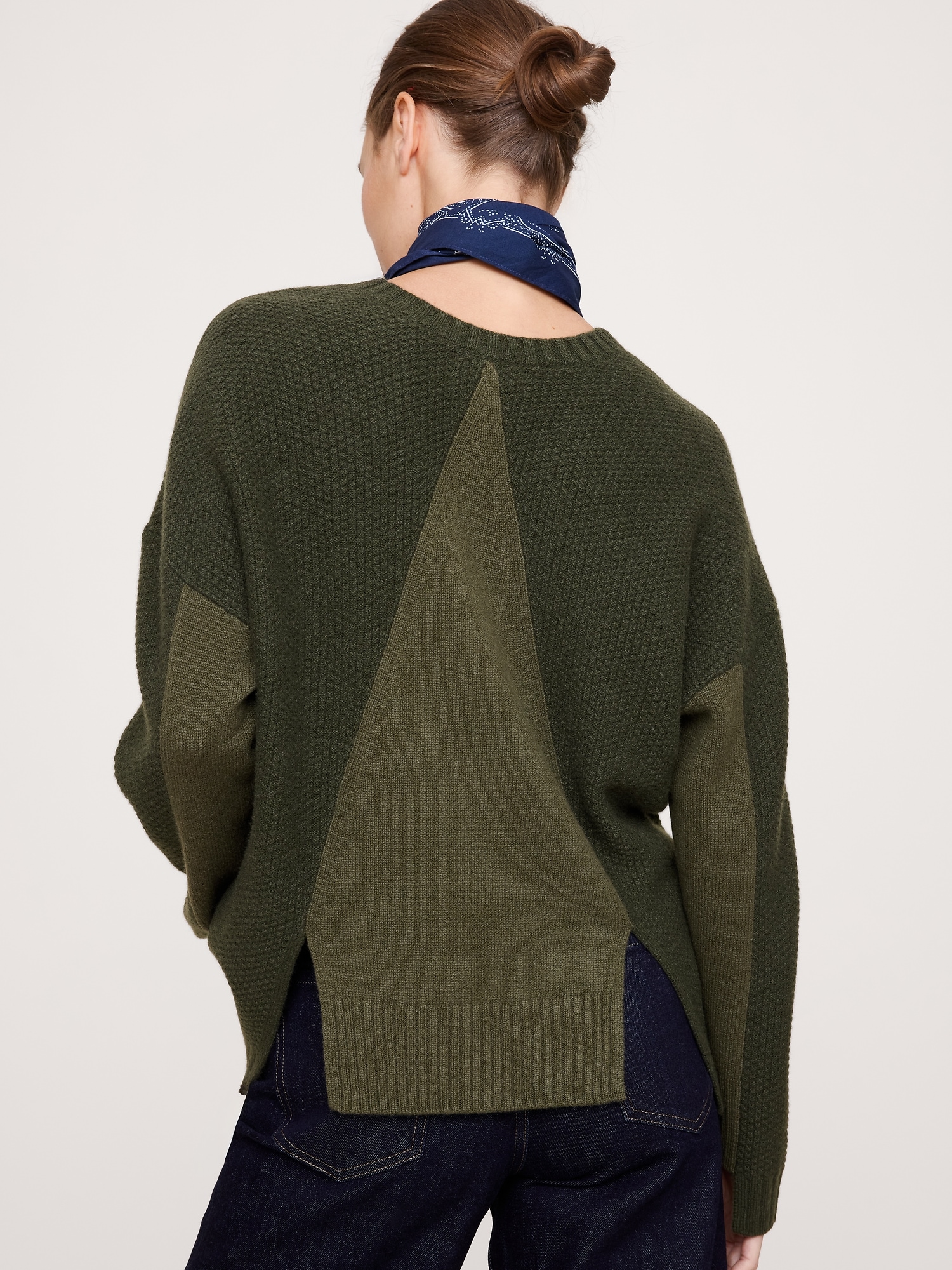 Image number 3 showing, Oversized Cashmere Mixed-Stitch V-Neck Sweater
