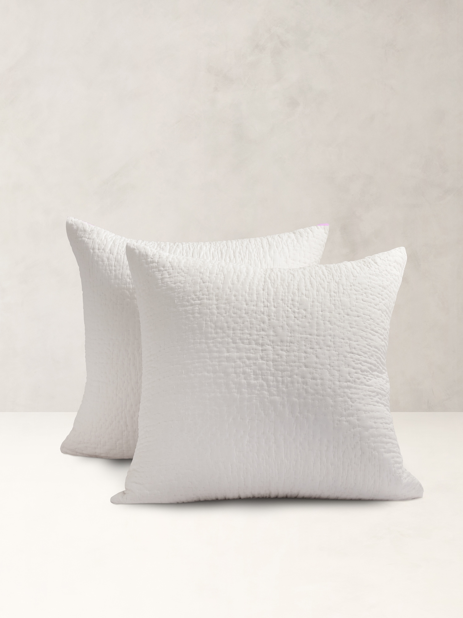Hand-Stitched Abstract Silk Sham - Oyster Off-White
