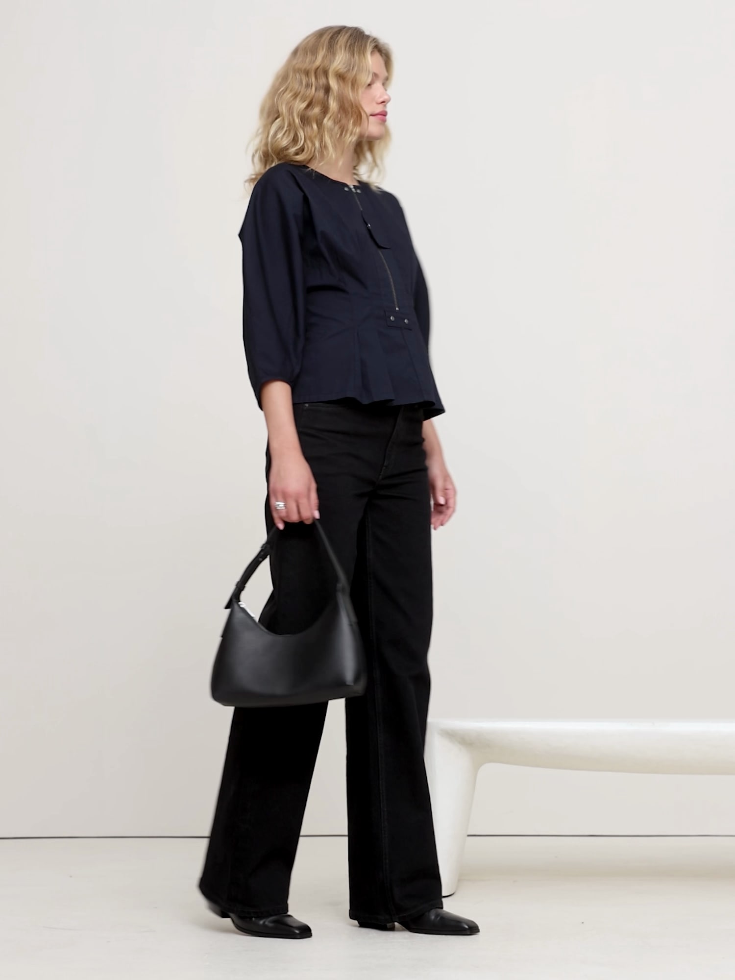 カットソー(長袖/七分) BORDERS at BALCONY SWEAT PEPLUM TOP PUFF―SLEEVE PEPLUM TOP | BORDERS at BALCONY