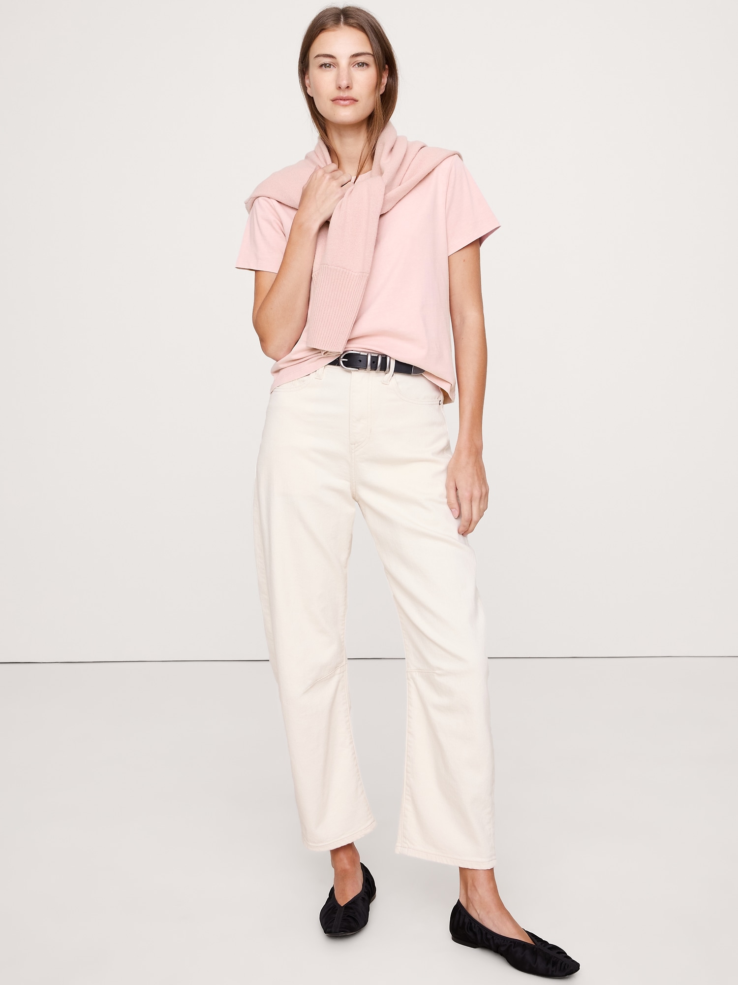 VINTAGE COTTON CREW-NECK T-SHIRT - Dusty Rose Pink