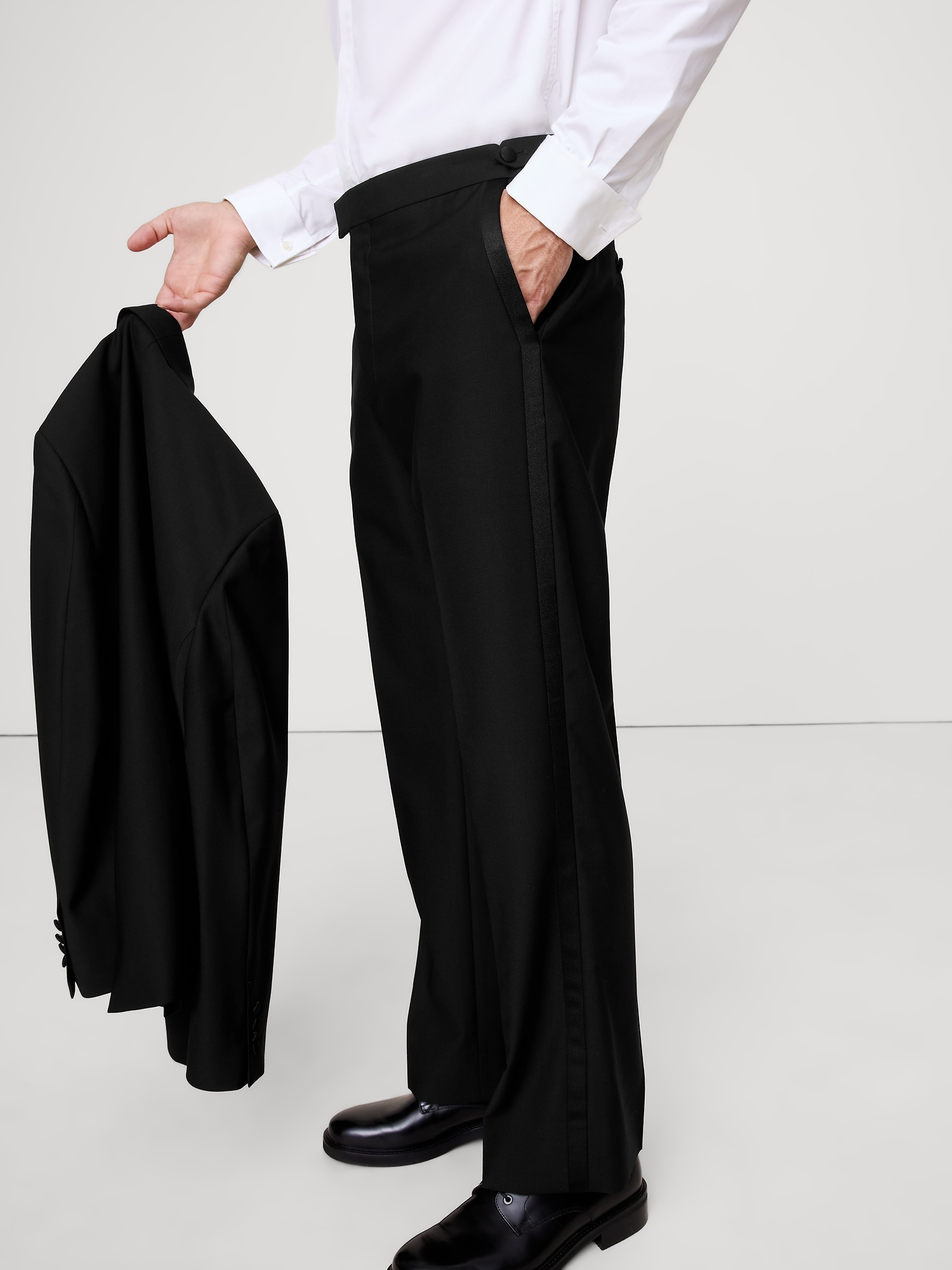 Image number 4 showing, Straight Italian Barathea Tuxedo Pant