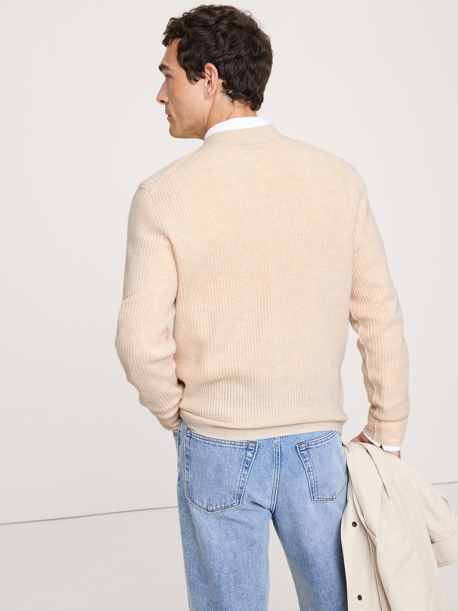 Image number 2 showing, Italian Merino-Cashmere Waffle-Knit Sweater