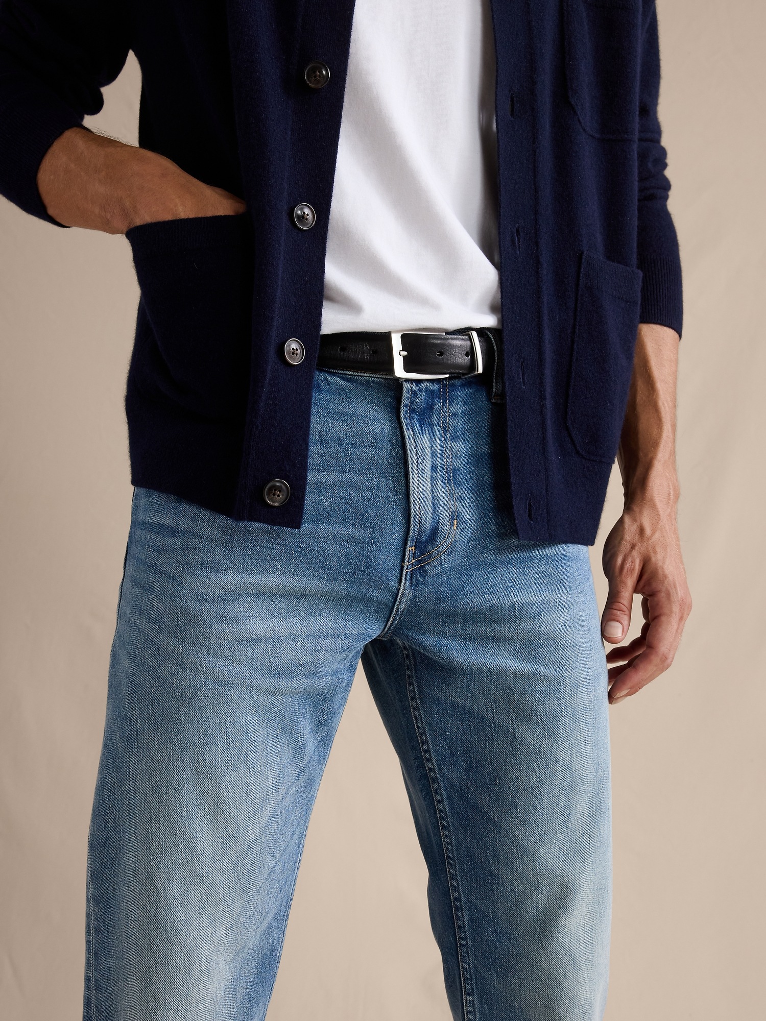 Мужские джинсы Banana Republic Slim Authentic Denim, цвет: Светлая варка — фото 3