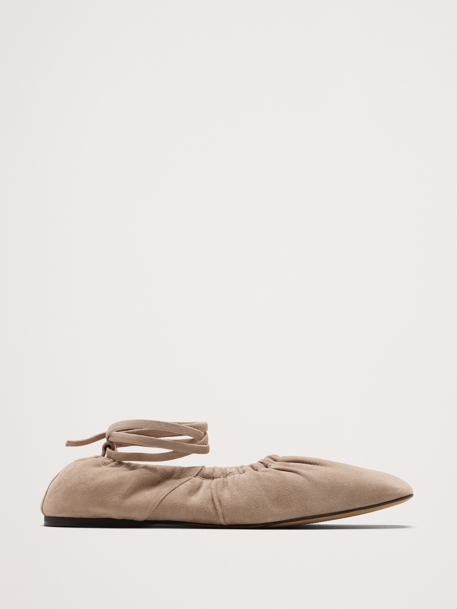 Image number 1 showing, RUCHED SUEDE BALLET FLAT