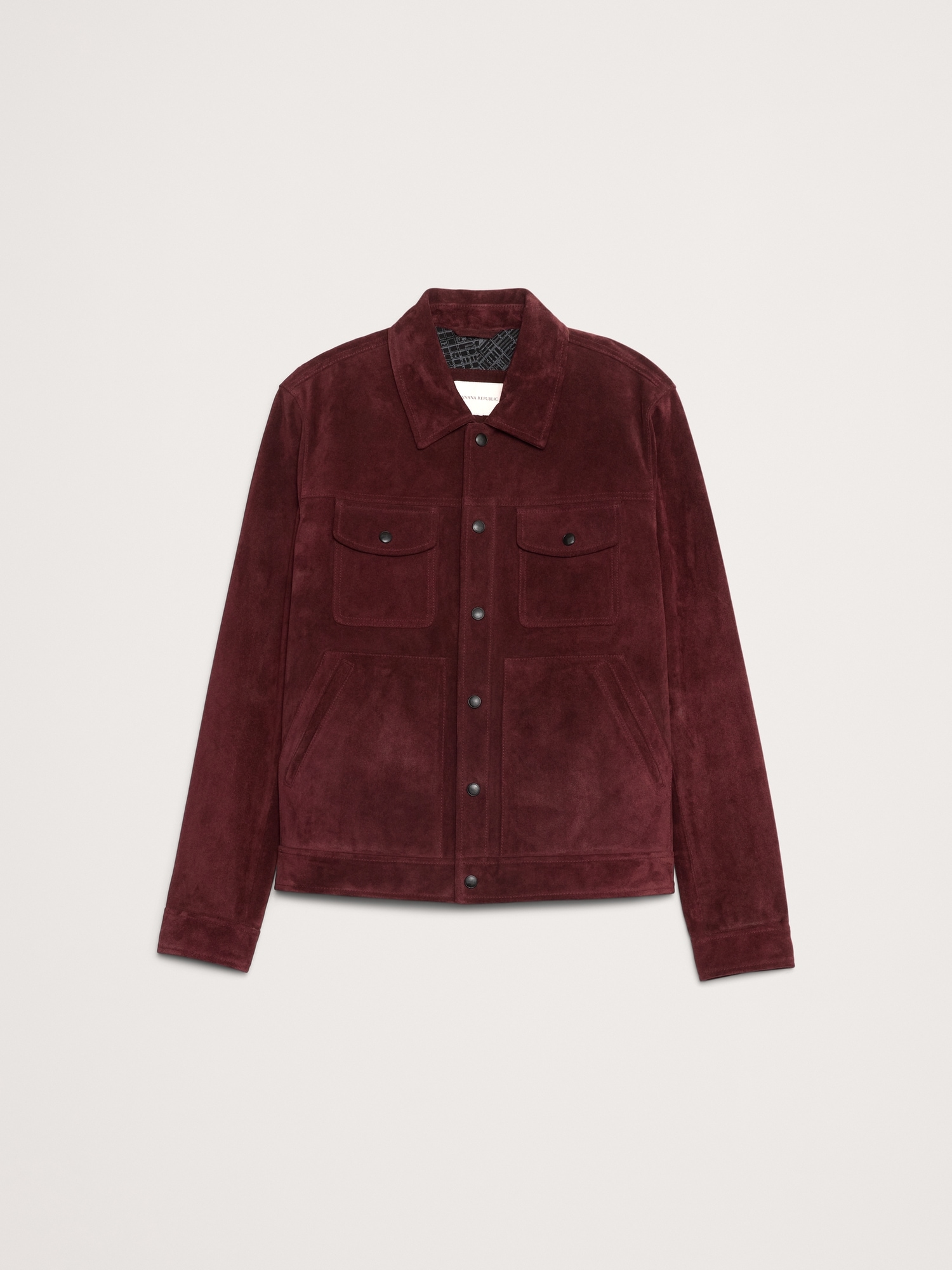 Мужская куртка Banana Republic Oiled Suede Trucker, цвет: Бордовый красный — фото 4