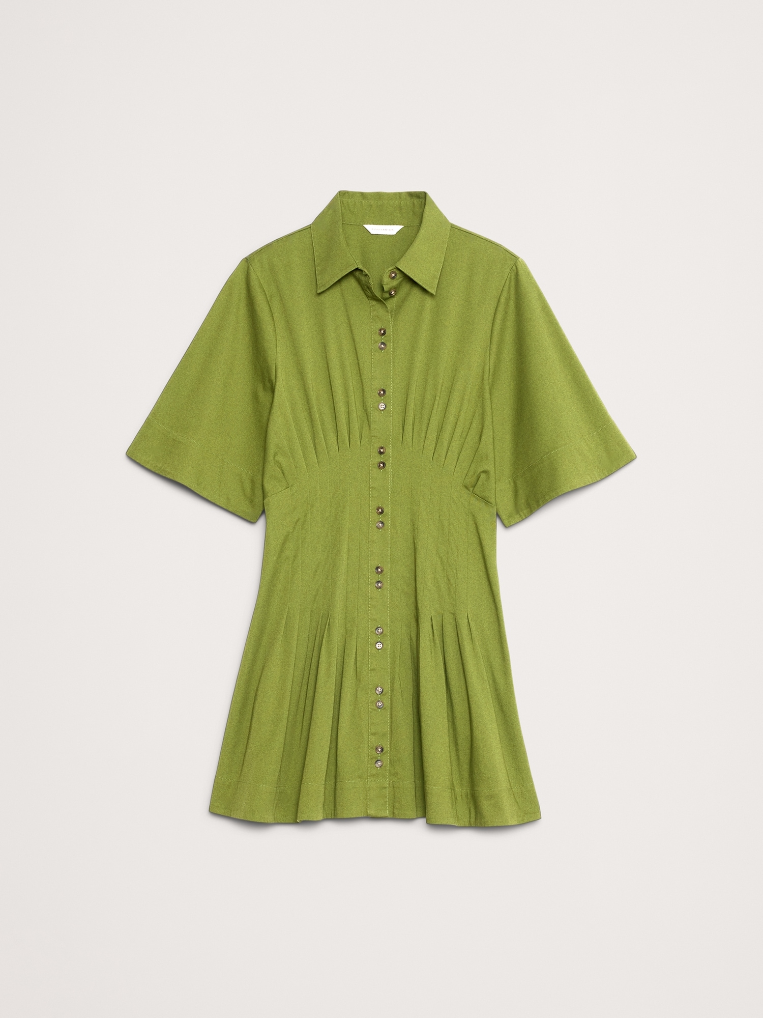 Image number 5 showing, STRETCH-COTTON POPLIN PINTUCK SHIRT DRESS