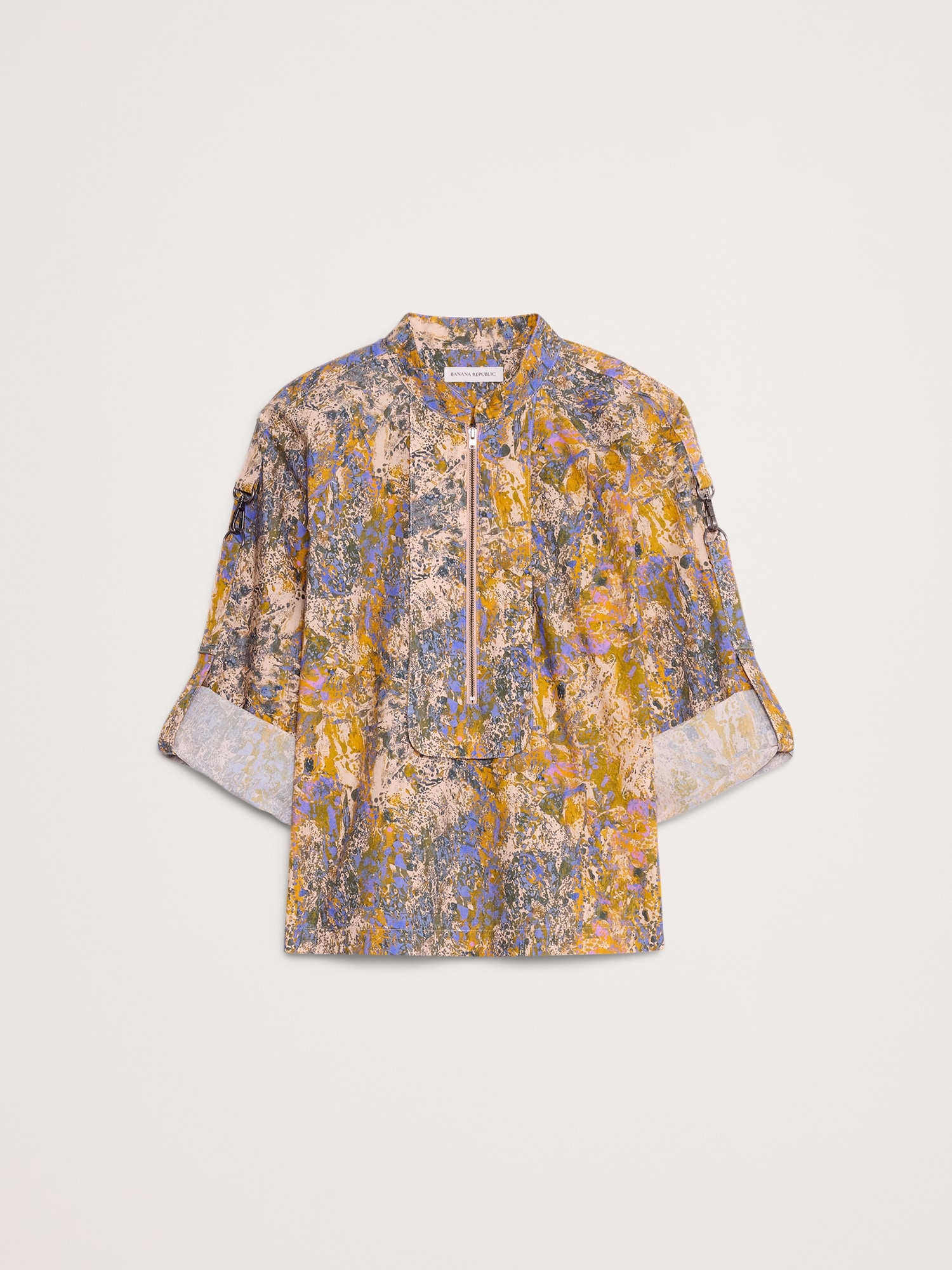Image number 8 showing, COTTON POPLIN ZIP POPOVER TOP