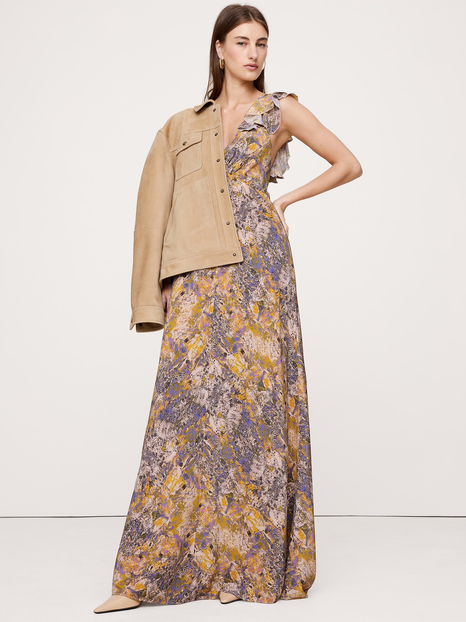 Image number 4 showing, Matte Silk Open-Back Maxi Dress