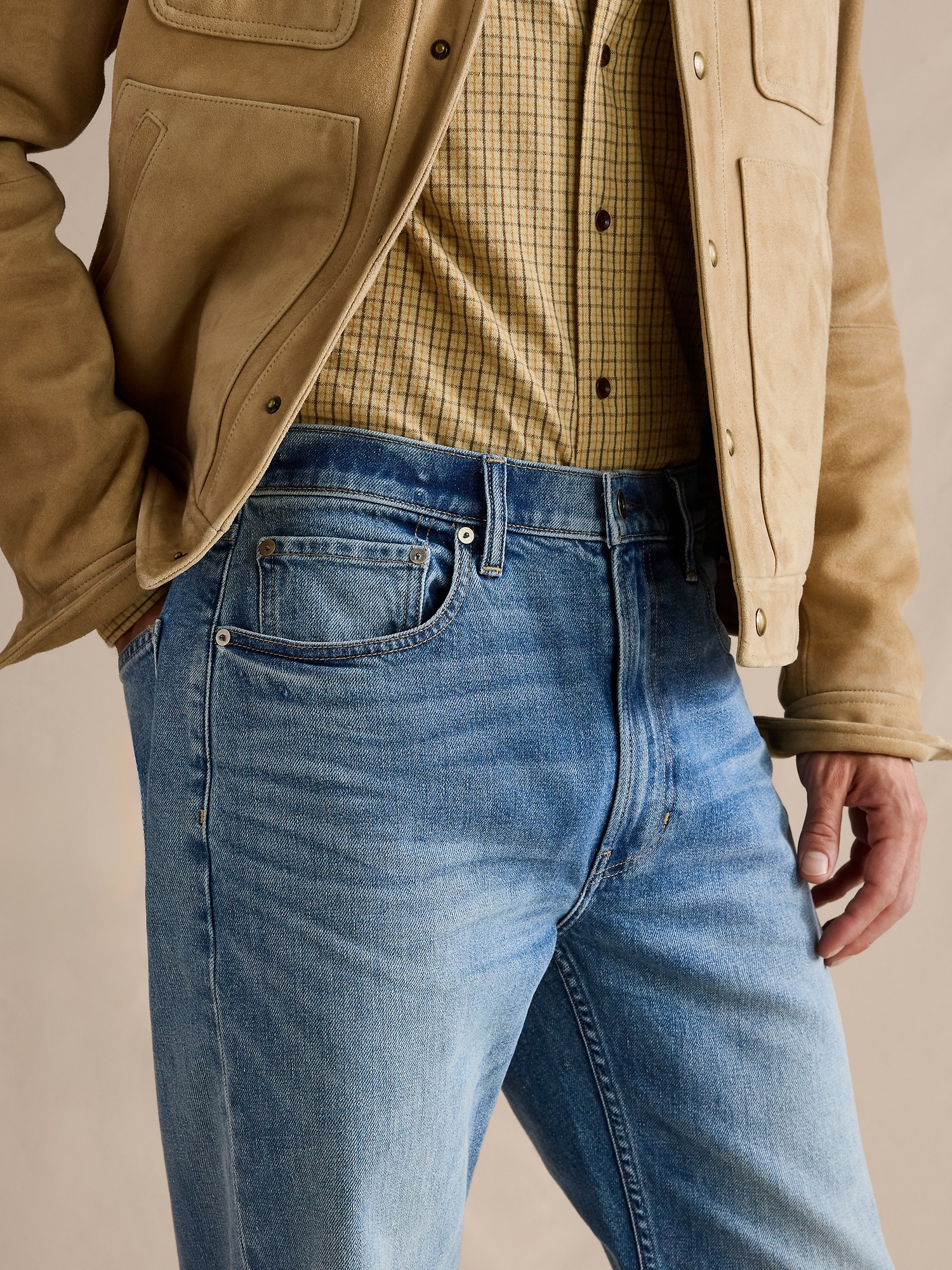 Мужские джинсы Banana Republic Straight Authentic Jean, цвет: Светлая варка — фото 3