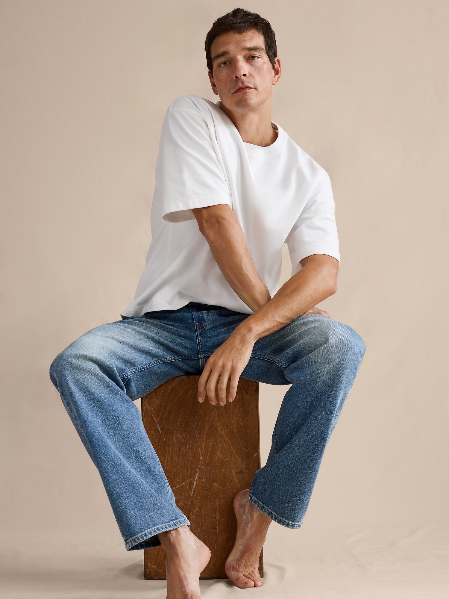 Мужские джинсы Banana Republic Straight Authentic Jean, цвет: Светлая варка — фото 4