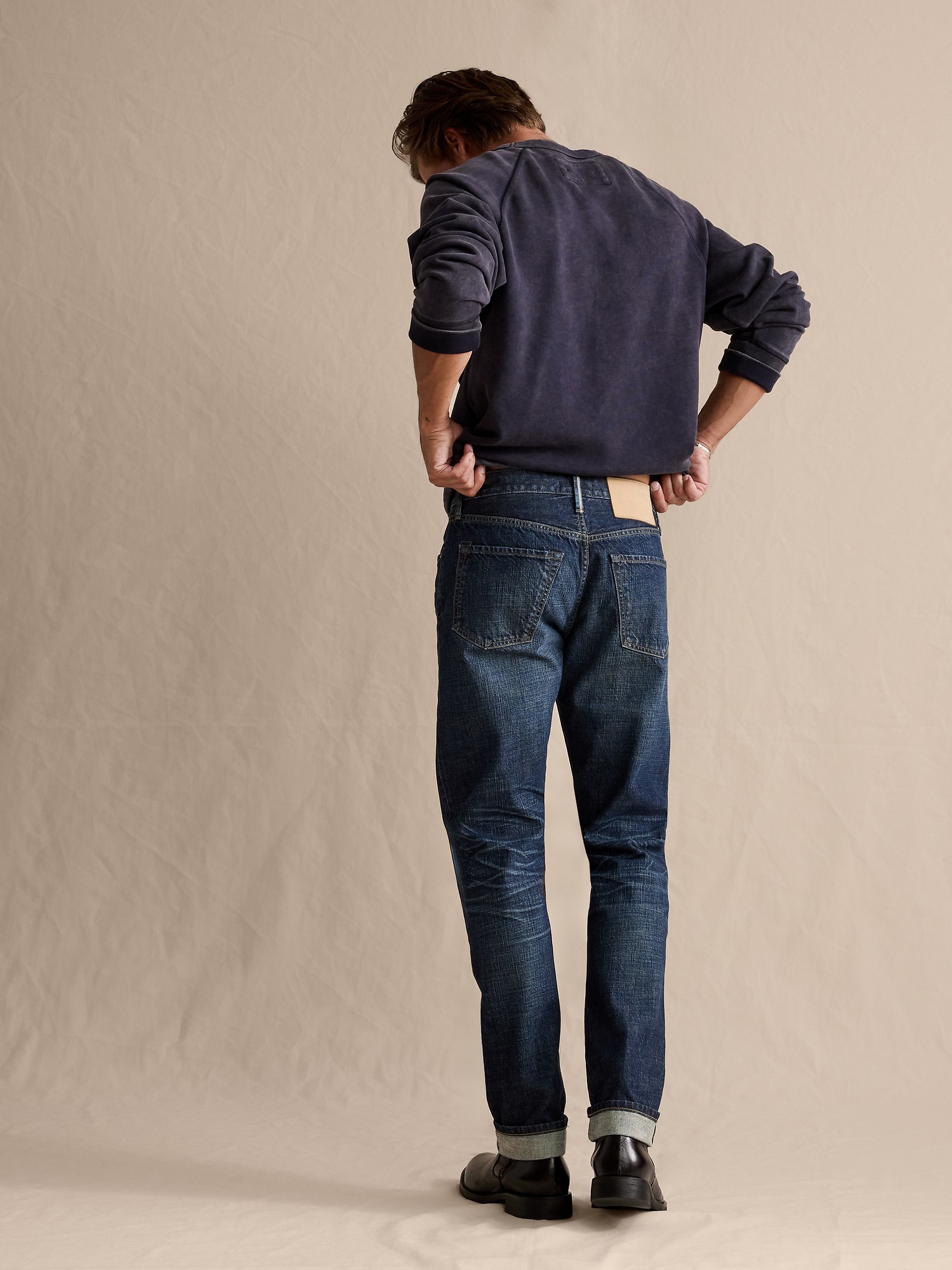 Мужские джинсы Banana Republic Slim Selvedge Jean, цвет: Тёмный винтажный варёный — фото 2