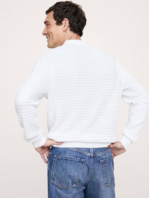 Textured Cotton Long-Sleeve Sweater Polo