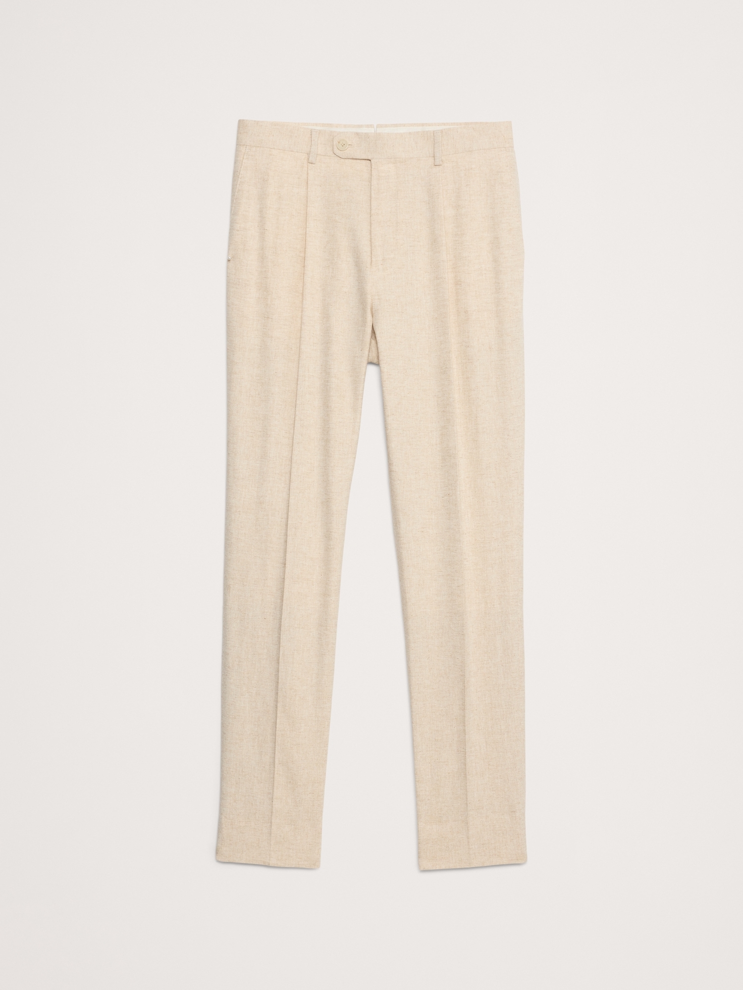 Herringbone Cotton-Linen Relaxed Suit Pant - Natural Beige
