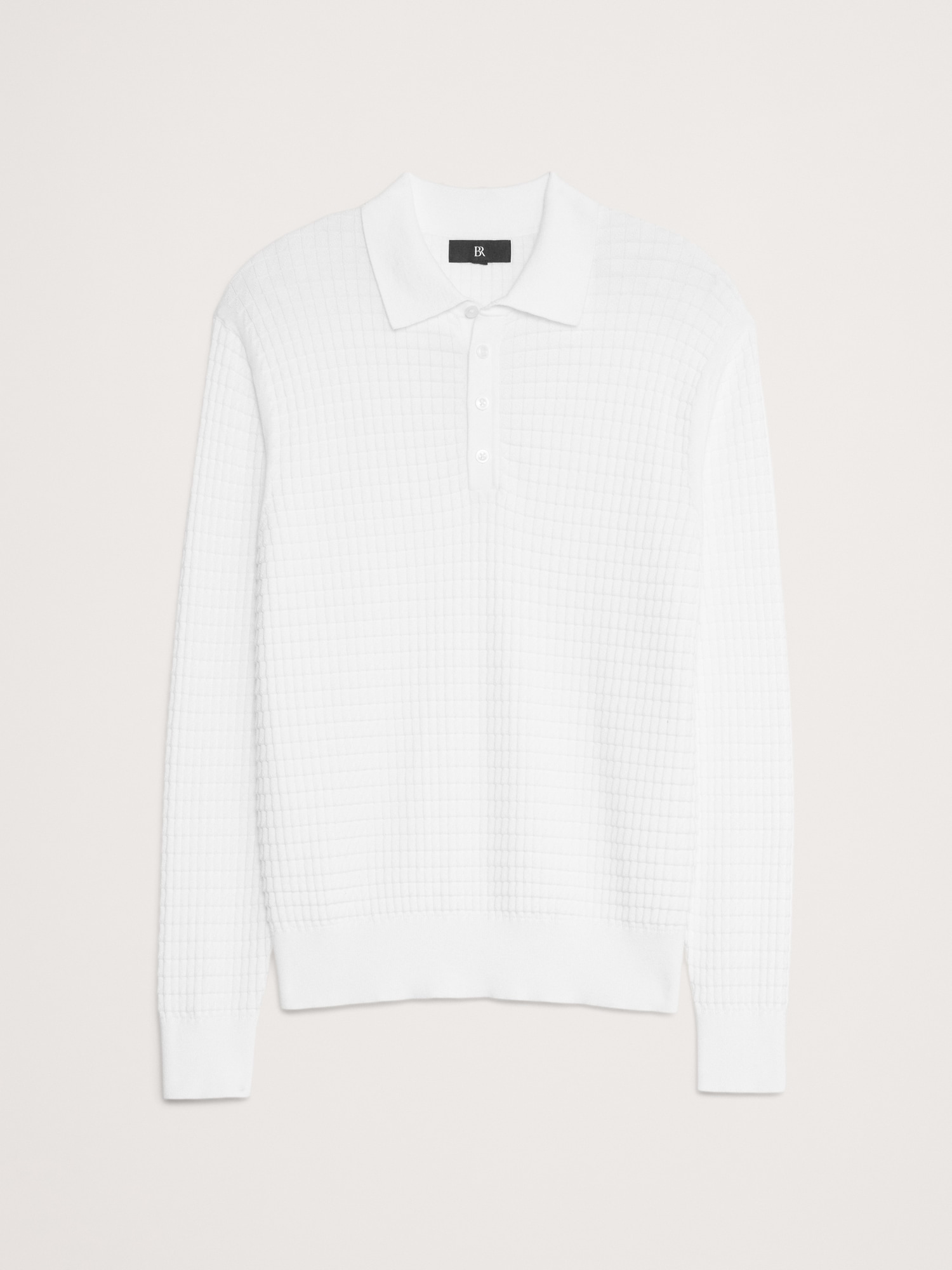 Image number 4 showing, TEXTURED COTTON LONG-SLEEVE SWEATER POLO