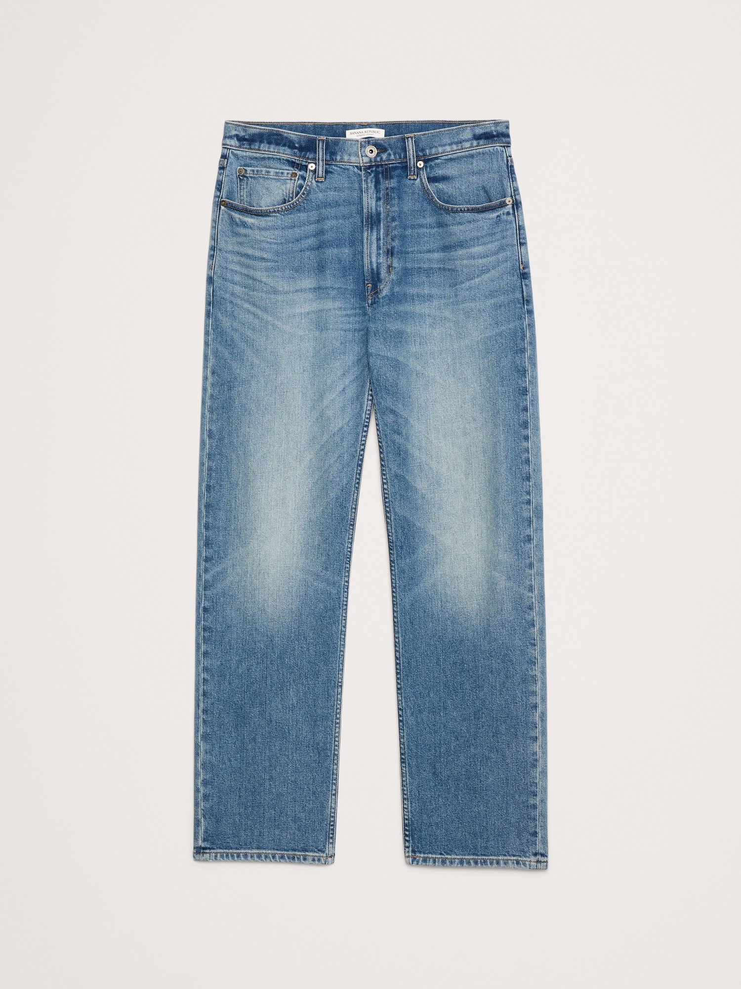 Мужские джинсы Banana Republic Straight Authentic Jean, цвет: Светлая варка — фото 5