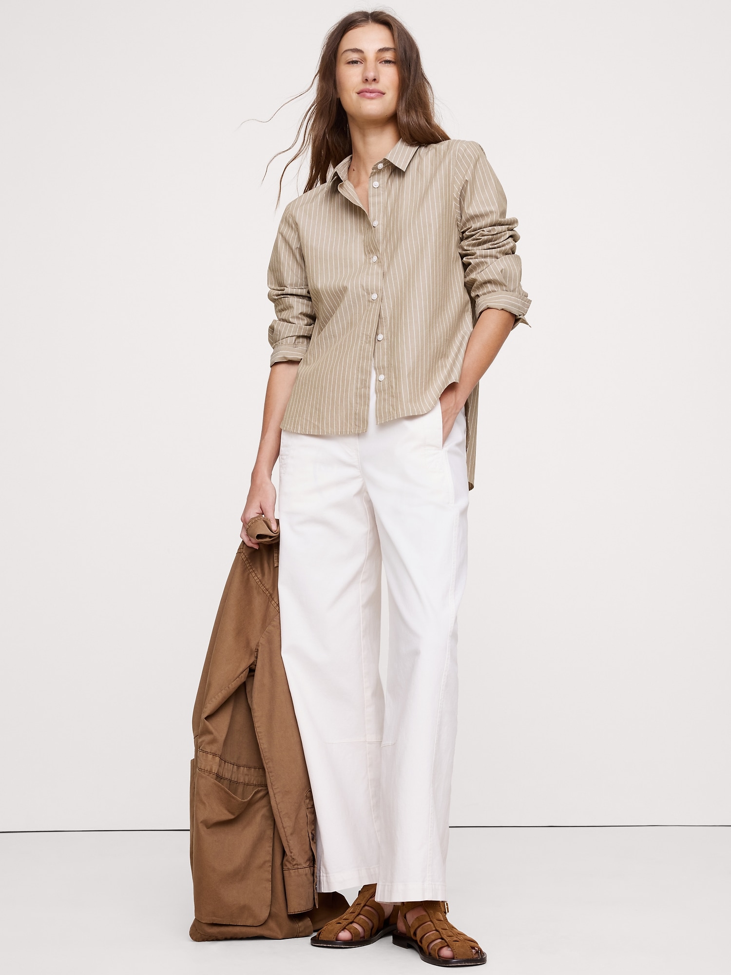 Image number 1 showing, BOXY COTTON POPLIN SHIRT
