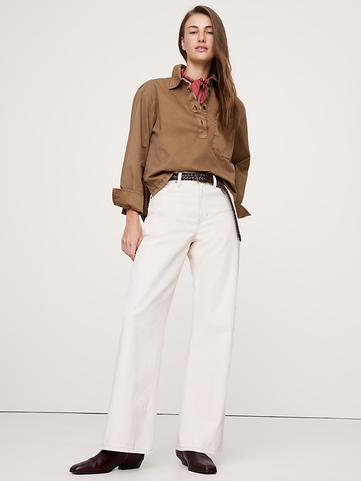 Cotton Poplin Belted Tunic Shirt
