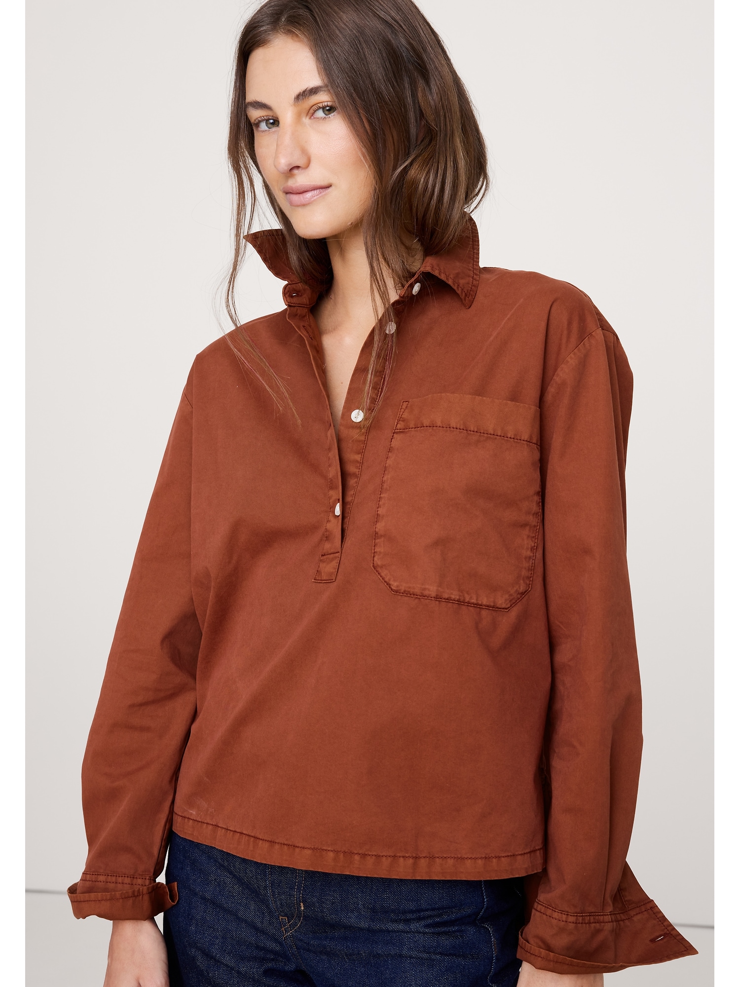 Image number 3 showing, OVERSIZED COTTON TWILL POPOVER SHIRT