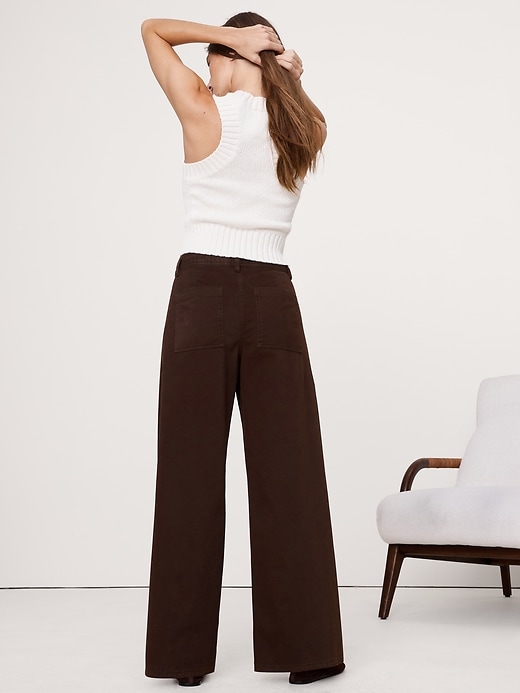 High-Rise Wide-Leg Lightweight Stretch-Cotton Pant
