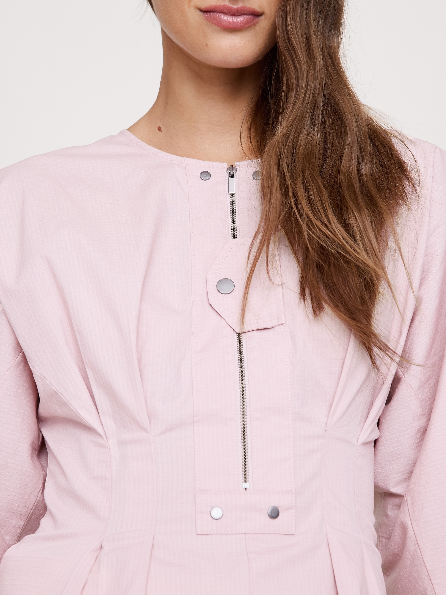 Image number 3 showing, STRETCH-COTTON UTILITY PEPLUM TOP