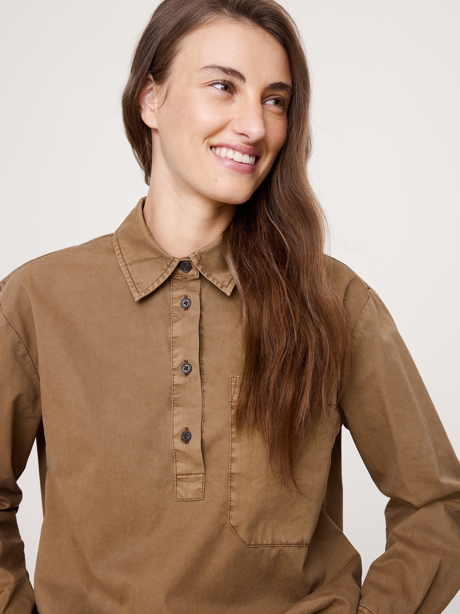 Image number 3 showing, OVERSIZED COTTON TWILL POPOVER SHIRT