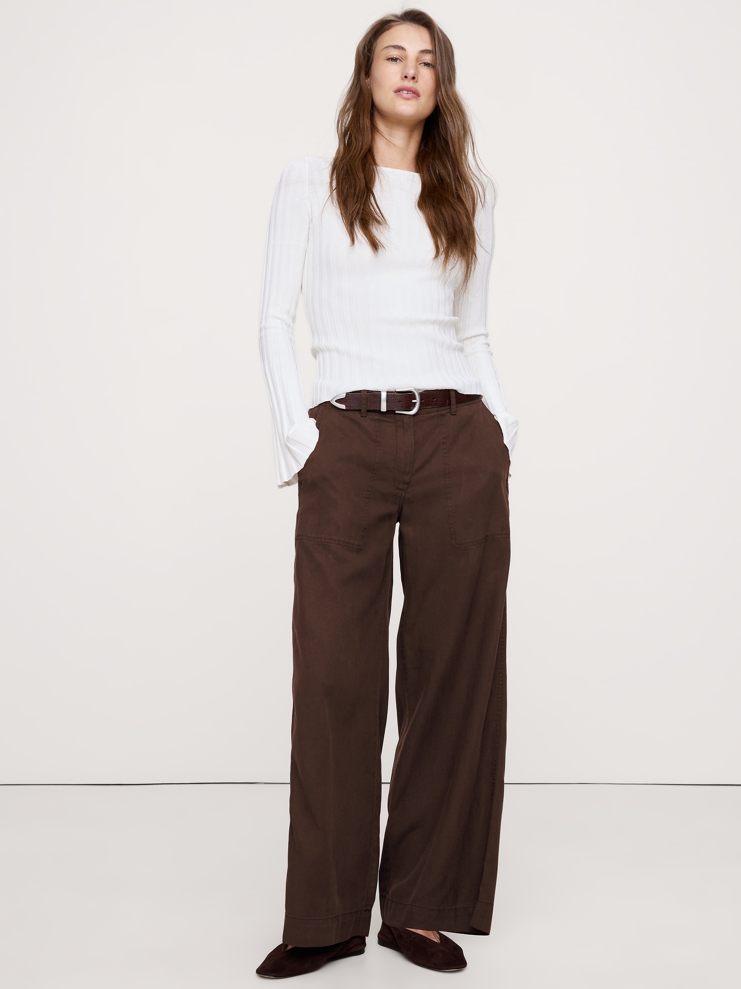 Super-Soft Soma Mid-Rise Wide-Leg Pant - Rich Chocolate Brown