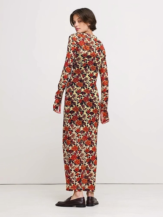 banana republic mesh long-sleeve maxi dress black floral botanical Downtown Stroll Off Shoulder Sweater Mini Dress in Black L / Black